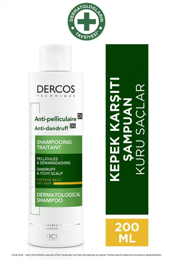 VICHY Dercos Anti-Dandruff Kepek Karşıtı Şampuan Kuru Saçlar 200 ml 3337871330262