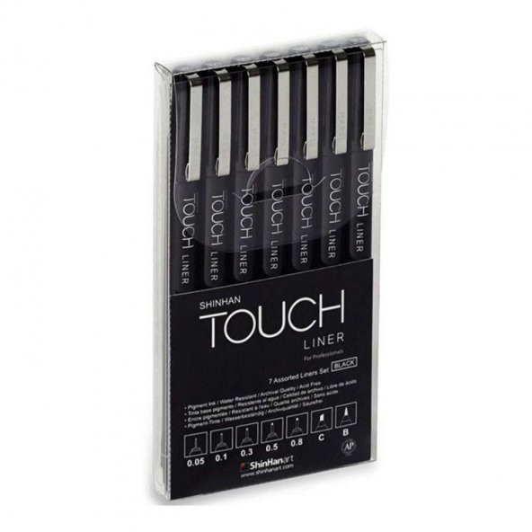 Touch Liner Teknik Çizim Kalemi 7li Set Siyah