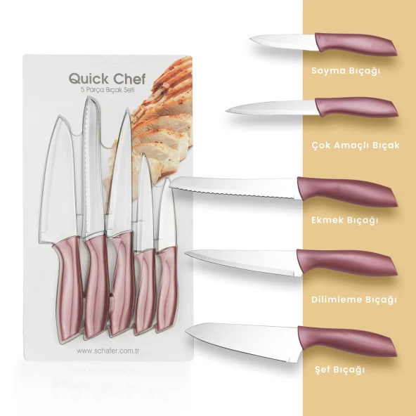 Schafer Quick Chef Bıçak Seti 5 Parça-Rosegold