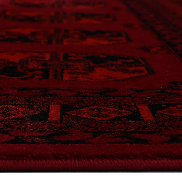 Afgan Türkmen Otantik Desenli Bordo Oturma Odası Salon Mutfak Halısı 2892A_ZS74 - 3