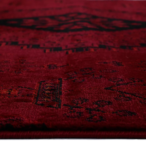 Afgan Türkmen Otantik Desenli Bordo Oturma Odası Salon Mutfak Halısı 5366A_ZS72 - 3