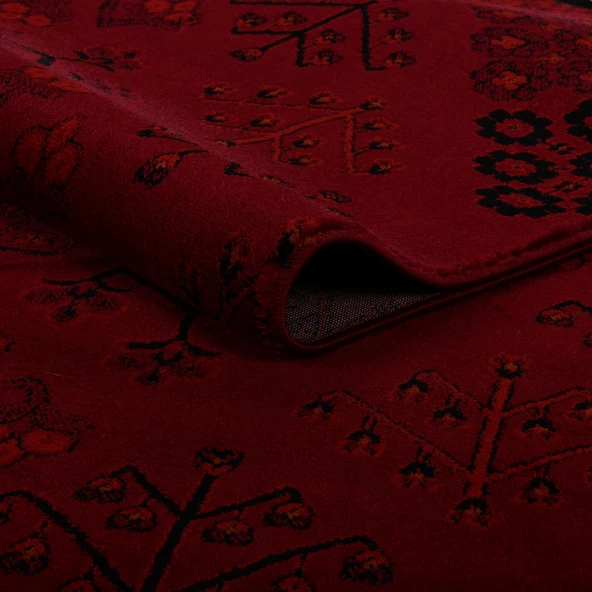 Afgan Türkmen Otantik Desenli Bordo Oturma Odası Salon Mutfak Halısı 5366A_ZS72 - 4