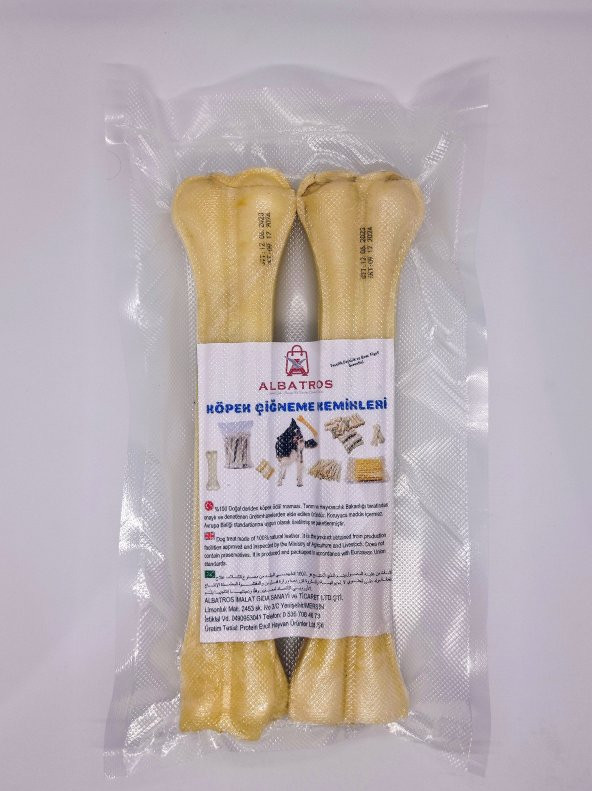 22 Cm Büyük Mega Boy Köpek Çiğneme Kemirme Kemiği 2 Adet Vakumlu Hava Geçirmez Özel Ambalajda ~ 120-130 Gr x 2 Adet 250-300 gr