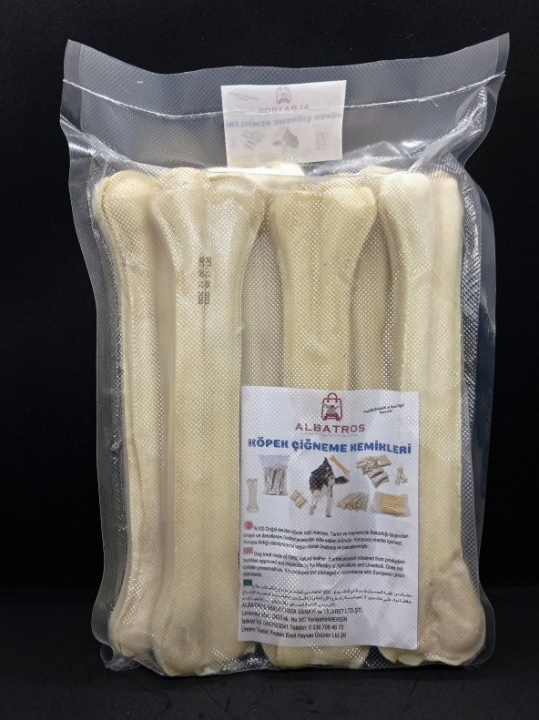 22 Cm Büyük Mega Boy Köpek Çiğneme Kemirme Kemiği 8 Adet - 1 Kilo Vakumlu Hava Geçirmez Özel Ambalajda ~ 120-130 Gr x 8 Adet 1-1,2 kilo kg