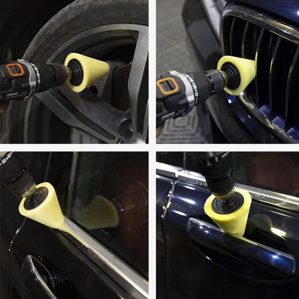 Rodex Pasta Cila Matkap Ucu Jant Oto Parlatma Polisaj Süngeri Konik Aparatı Temizlik Seti (6 PARÇA) - 3