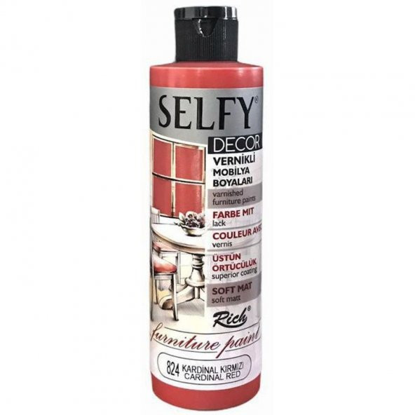 Rich Selfy Decor Vernikli Boya 240 cc 824 KARDİNAL KIRMIZI