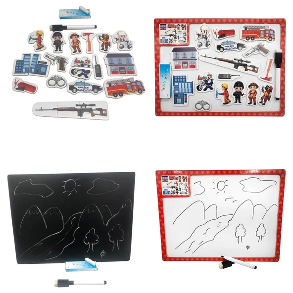 Farbu Oyuncak Eğitici Şekilli Magnet Puzzle ve Çift Taraflı Yazı Tahtası 3+ Yaş Üzeri Çocuklar İçin Beyaz - Kara Tahta Eşleştirme Manyetik Puzzle - 6