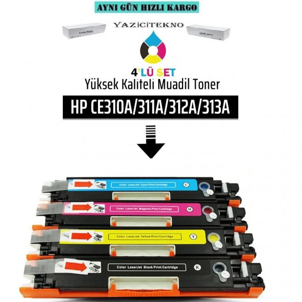 Hp Ce310A/11A/12A/13A Muadil Takım Toner /Wb/126A/M175/Cp1012/Cp - 1