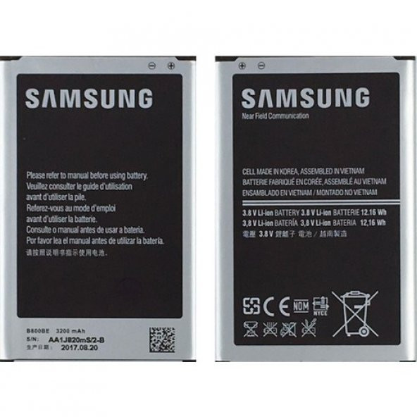 Samsung Galaxy N9000 Note 3 Uyumlu Samsung EB-B800BE 3200 Mah Batarya