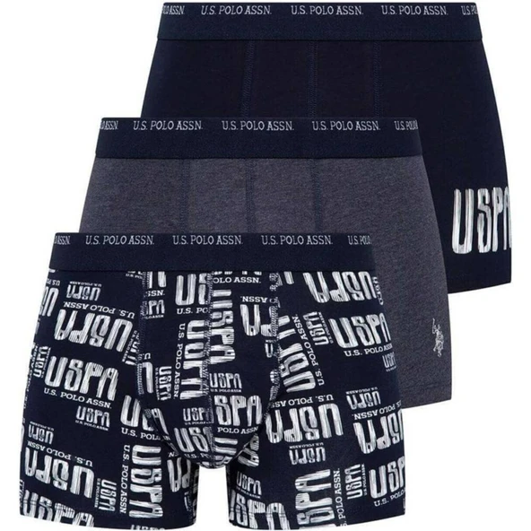 U.S. Polo Assn. Erkek 3 Lü Desenli Boxer Set Lacivert ürün görseli 1