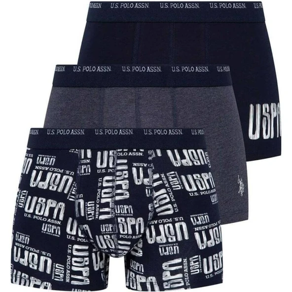 U.S. Polo Assn. Erkek 3 Lü Desenli Boxer Set Lacivert - 5