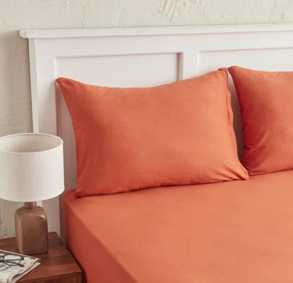 Karaca Home Fitted/Lastikli Çarşaf Tek Kişilik 100*200*30 (PP) Motto Penye Orange