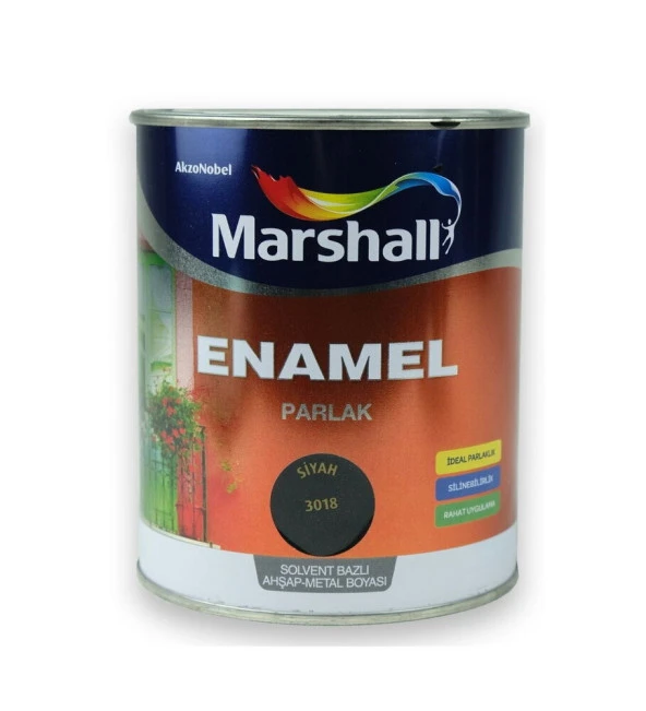 Marshall Enamel Parlak Ahşap Metal Boyası Siyah 2,5 L