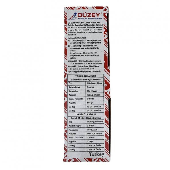 Düzey Alüminyum Gövde Küçük Dalgıç Transfer Pompası 12 Volt - 6