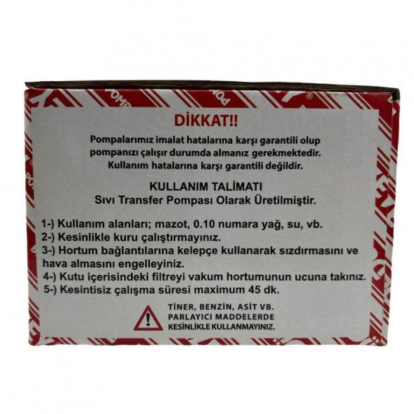 Düzey 3/4 Çıkışlı Dıştan Mazot ve Sıvı Aktarım Pompası 12 Volt - 7