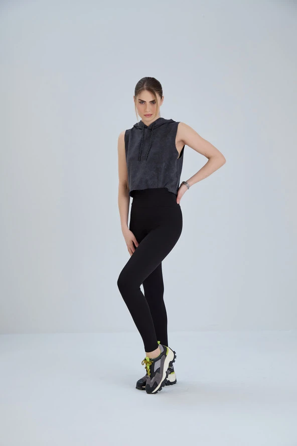 Büyük Beden Yüksek Bel Toparlayıcı Fitilli Tayt - 5