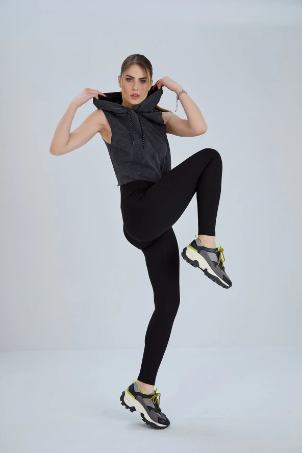 Büyük Beden Yüksek Bel Toparlayıcı Fitilli Tayt - 8