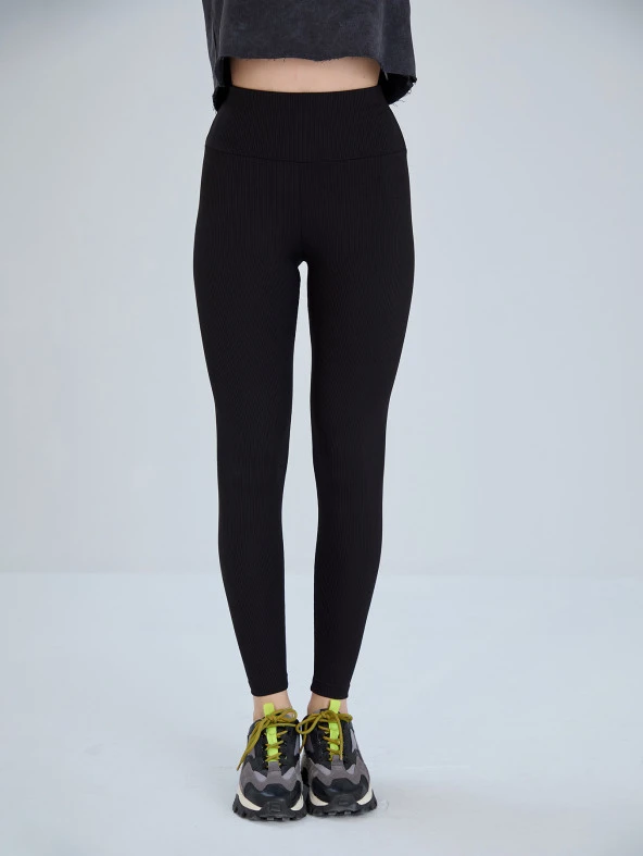 Büyük Beden Yüksek Bel Toparlayıcı Fitilli Tayt - 11