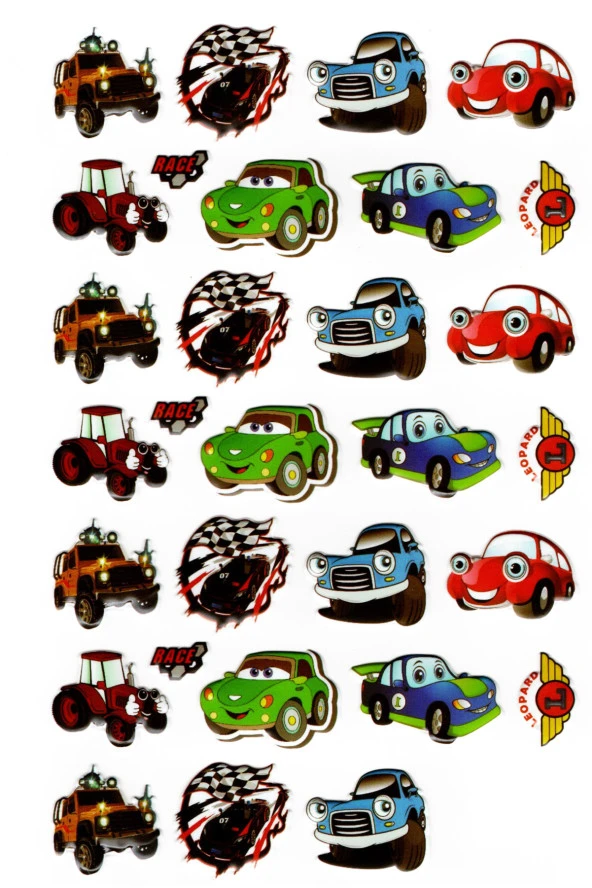 Sticker Kabartmalı A4 Boyutunda Stiker Defter, Planlayıcı Etiket-(lim225) - Çılgın Arabalar