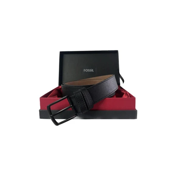 Fossil Siyah Suni Deri 4 cm Erkek Kemeri-115 Cm