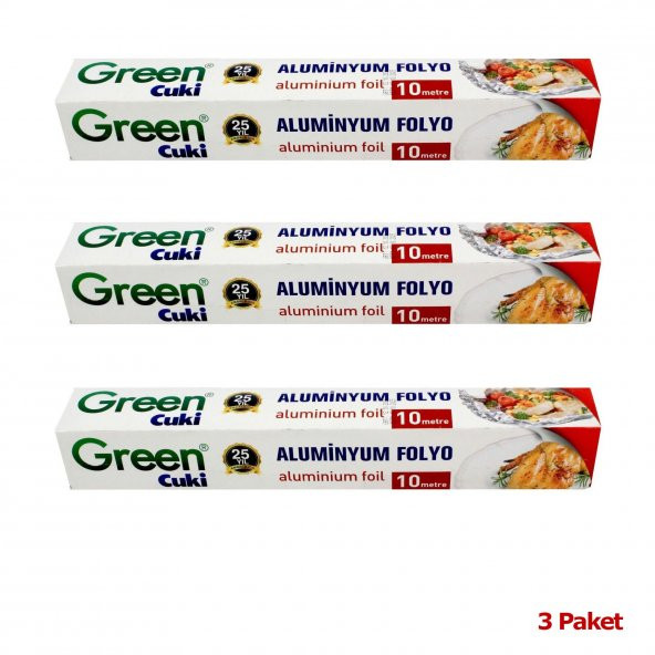 Green Cuki Alüminyum Folyo - 30 Cm. x 10 Metre - 3 Paket - 2