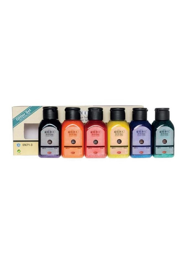 Akrilik Boya Seti 6x75 ml Simli Seri Akrilik Boya 6 Renk 75 ml Simli Akrilik Boya Simli Renkler Seti - 2