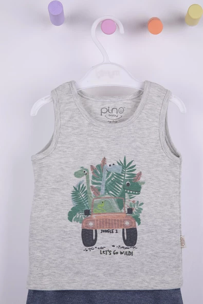 Dinazor Baskı Erkek Bebek Şortlu Takım - 11