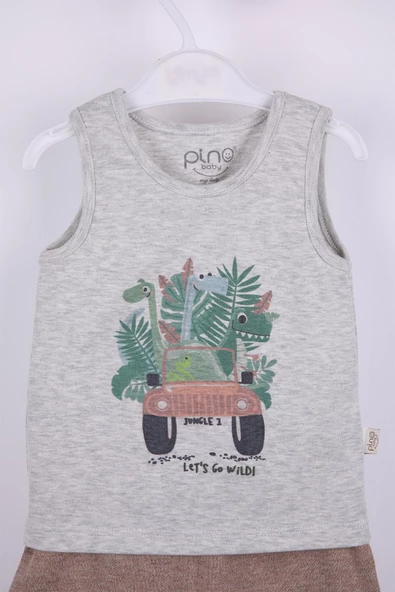 Dinazor Baskı Erkek Bebek Şortlu Takım - 7