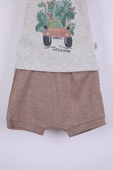 Dinazor Baskı Erkek Bebek Şortlu Takım - 8