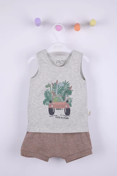 Dinazor Baskı Erkek Bebek Şortlu Takım - 6