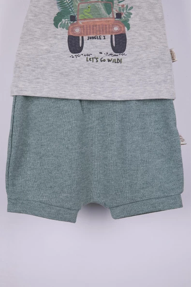 Dinazor Baskı Erkek Bebek Şortlu Takım - 5