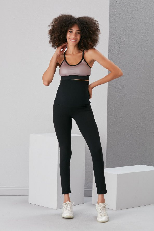 Siyah Hamile Tayt - Hamile Tayt - Siyah Tayt - Siyah Hamile Tayt - Pamuk Tayt - 2