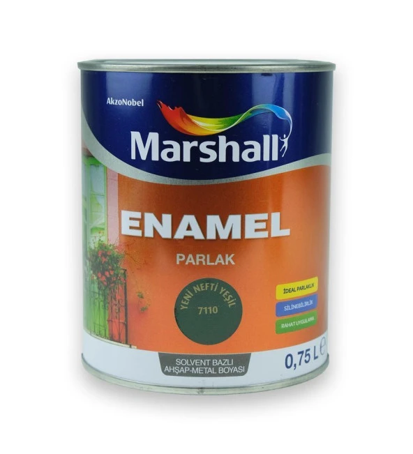 Marshall Enamel Parlak Ahşap Metal Boyası Nefti Yeşil 0,75 L ürün görseli