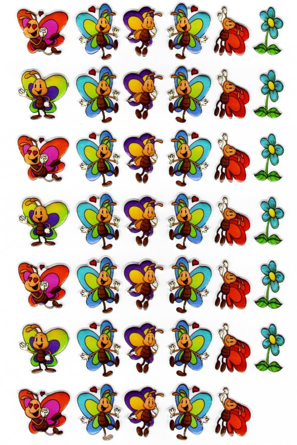 Sticker Kabartmalı A4 Boyutunda Stiker Defter, Planlayıcı Etiket-(lim227) - Sevimli Kelebekler
