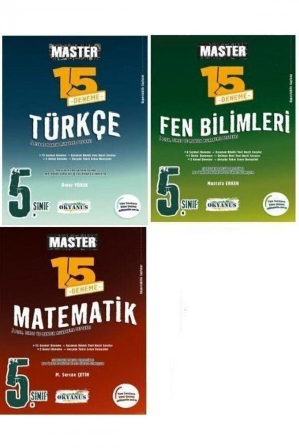 5.sınıf Master Türkçe | Fen Bilimleri | Matematik Deneme Seti