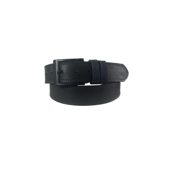 Fossil Siyah Çift Dikiş Sunii Deri 4 cm Erkek Kemeri-120cm - Resim 3