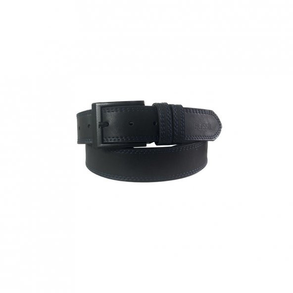 Fossil Siyah Çift Dikiş Suni Deri 4 cm Erkek Kemeri-130cm - Resim 3