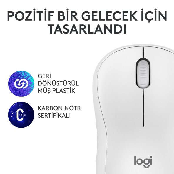 Logitech M240 Sessiz Kompakt Kablosuz Bluetooth Mouse - Beyaz - 6