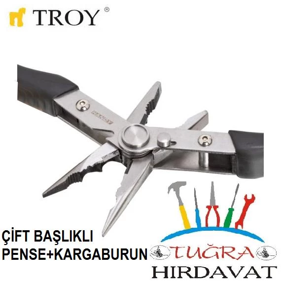 Troy 21090 Çift Başlıklı Çok Amaçlı Pense+Kargaburun