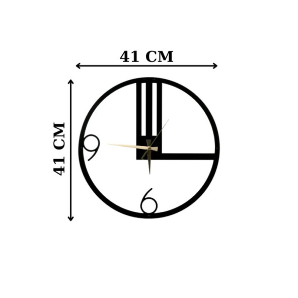 ALPHA METAL DESIGN Modern 9/6 Duvar Saati - 41X41 Cm Metal Duvar Saati - Siyah Duvar Saati AMD3030 - 4