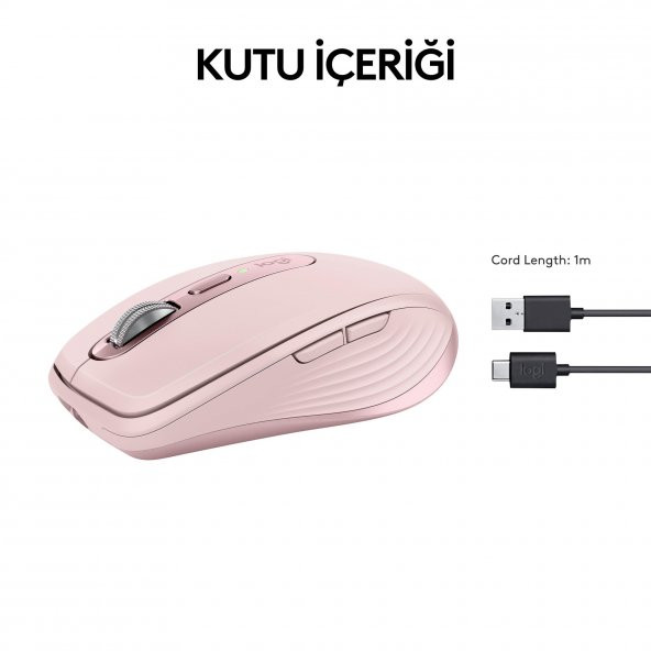 Logitech Mx Anywhere 3S Kompakt 8000 Dpı Optik Sensörlü Sessiz Bluetooth Kablosuz Mouse - Pembe - 5