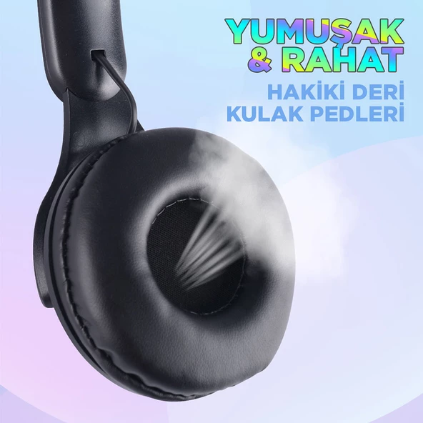 M6 Pro Cat RGB Led Işıklı Kedi Kulağı Band Tasarımlı Ayarlanabilir ve Katlanabilir Kulak Üstü Bluetooth Kulaklık - 6