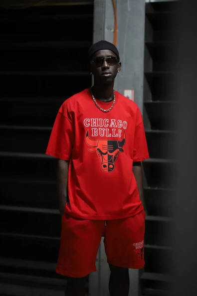 Chicago Bulls Pamuklu Oversize Şortlu Penye Takım - 5