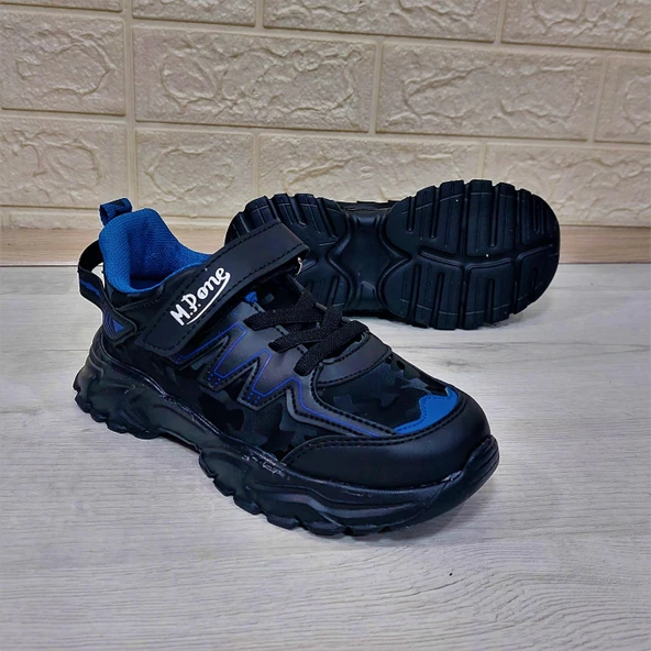 M.P one 232-3512 Siyah Sax Cırtlı Fuspetli Çocuk Spor Ayakkabı - Resim 7