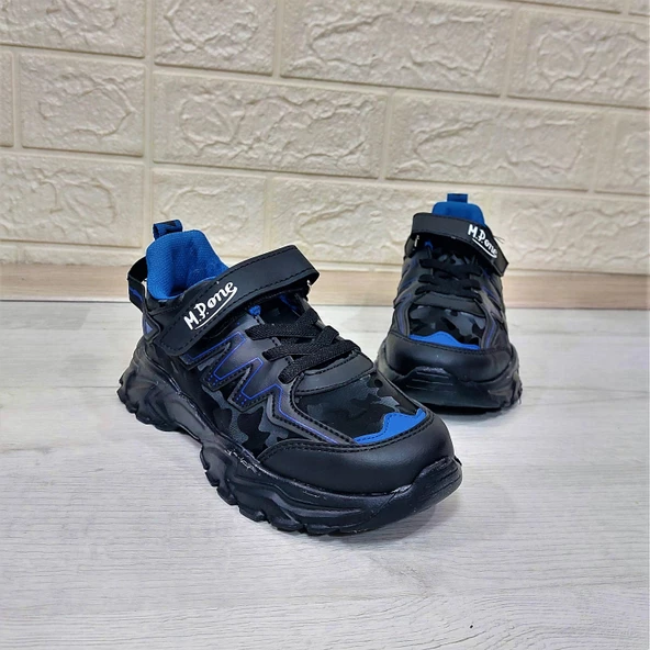M.P one 232-3512 Siyah Sax Cırtlı Fuspetli Çocuk Spor Ayakkabı - Resim 6