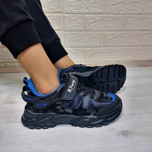 M.P one 232-3512 Siyah Sax Cırtlı Fuspetli Çocuk Spor Ayakkabı - Resim 2