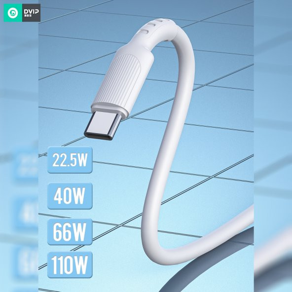 DVIP L14 6A 110W Fast Charging UsbA to Type-C Data ve Hızlı Şarj Kablosu 1M Beyaz - 3