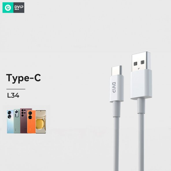 DVIP L34 6A 120W Fast Charging UsbA to Type-C Data ve Hızlı Şarj Kablosu 1M Beyaz - 3