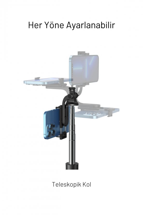 YESİDO Bluetooth Uzaktan Kumanda Cep Telefonu Tutucu Tripod Uzatılabilir Selfi Çubuğu SF13 - 2