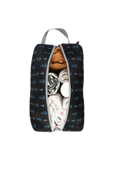 Kirli Temiz Islak Organizer Çantası Anchor Bebek Çocuk Kıyafet Çamaşır Anne Makyaj Alezli Çanta - 2